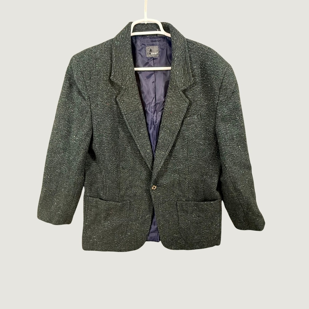 Lizwear Liz Claiborne Vintage Wool Tweed Blazer Green Multi Fleck Size 14